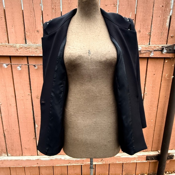 Sharp Vintage 90s Black Tailored Blazer with Rhinestone - Picture 8 of 10